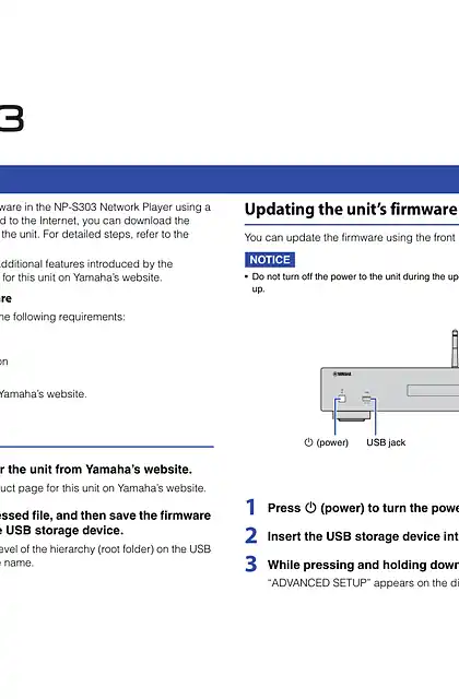 yamaha雅马哈NP-S303 Firmware Update Installation Manual